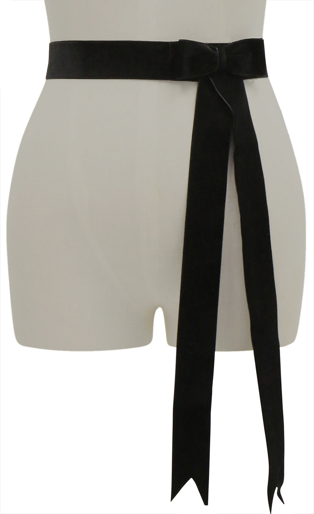 D'Amour Velvet Bow Belt With Tails (Black) - Kitten D'Amour