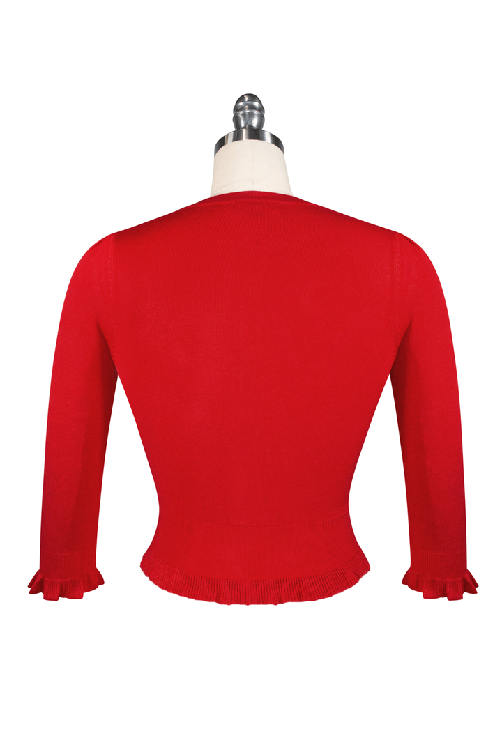 D'Amour Crop Cardigan 3/4 Sleeve (Red) - Kitten D'Amour