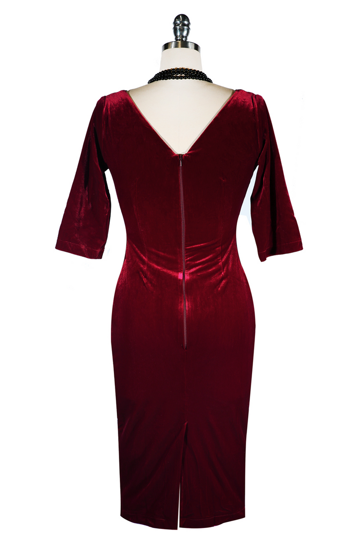 Velvet Vamp Dress (Burgundy) - Kitten D'Amour