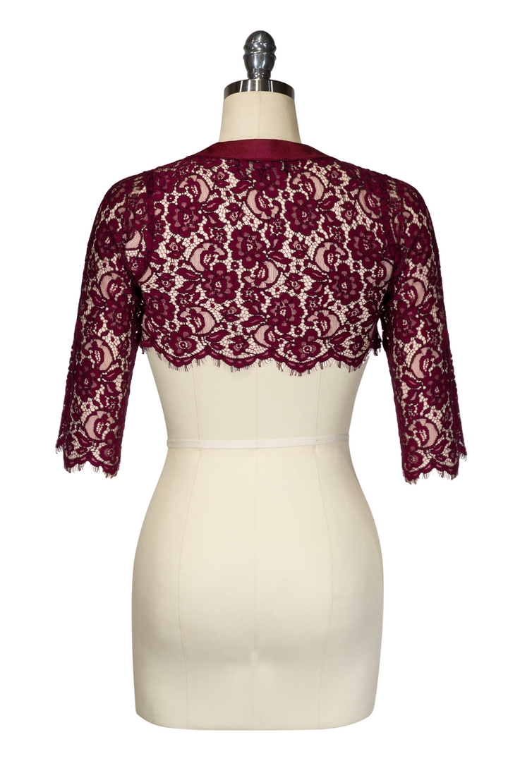 Capone Lace Shrug (Burgundy) - Kitten D'Amour