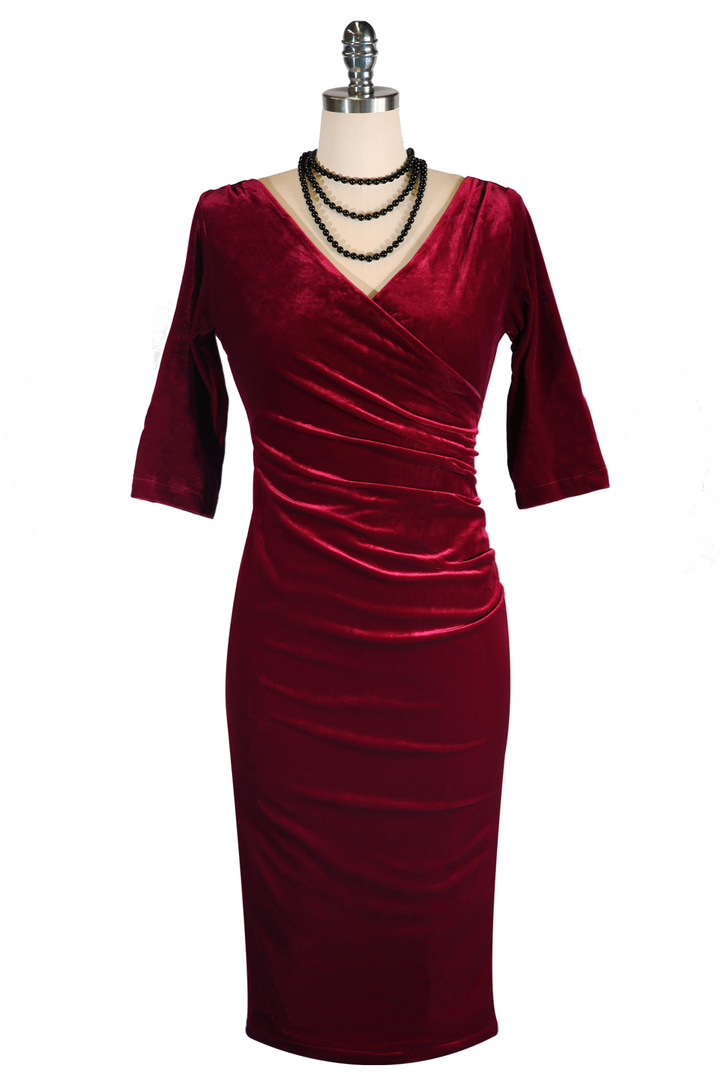 Velvet Vamp Dress (Burgundy) - Kitten D'Amour