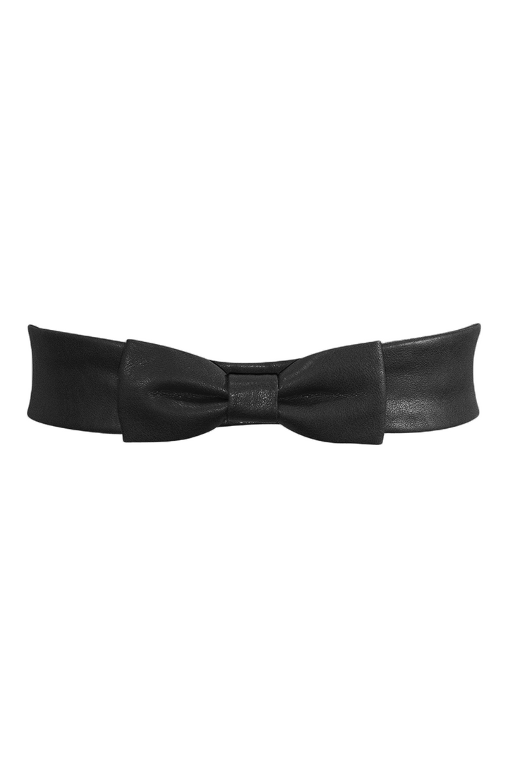 D'Amour Leather Petite Bow Belt (Black) - Kitten D'Amour