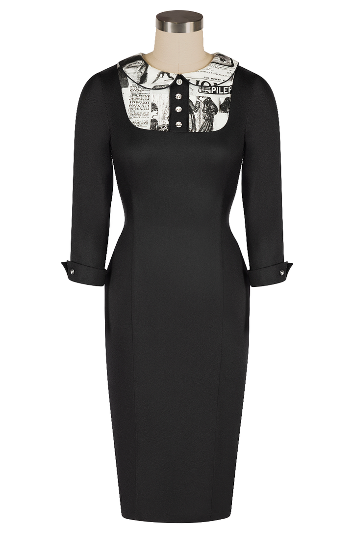 Read All About It Long Sleeve Wiggle Dress