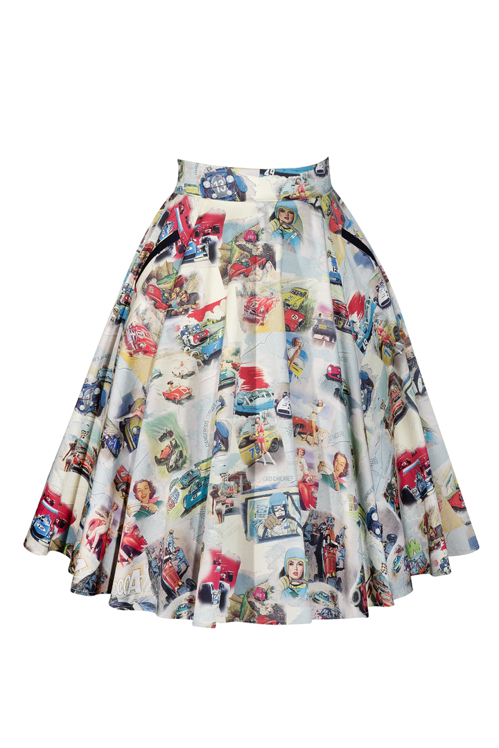 Dangerous Curves Full Circle Skirt (Print) - Kitten D'Amour