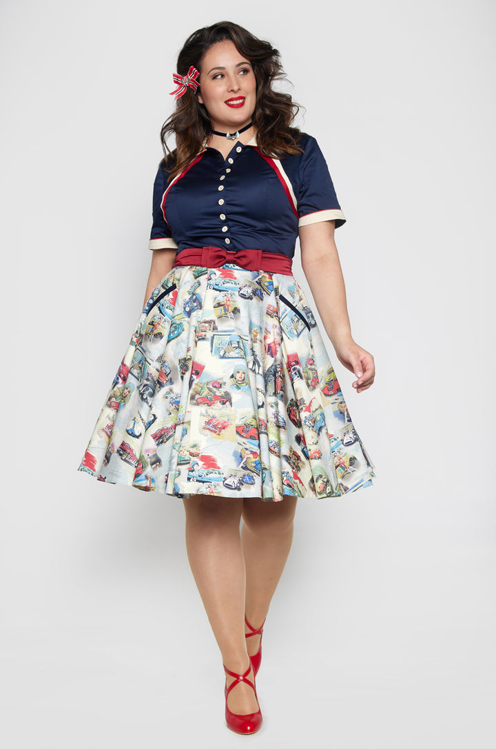 Dangerous Curves Full Circle Skirt (Print) - Kitten D'Amour