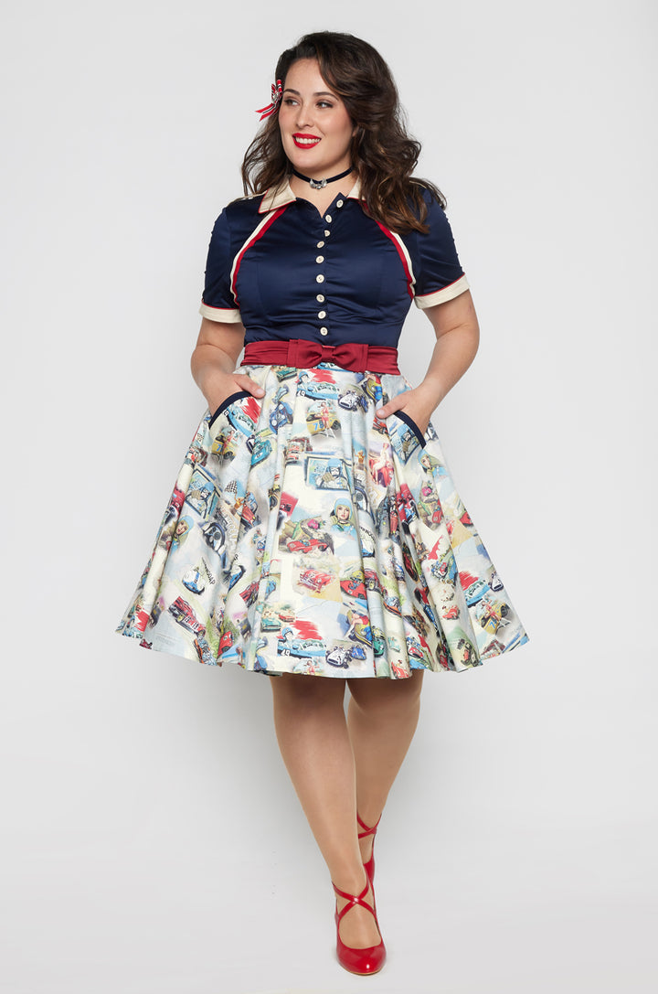 Dangerous Curves Full Circle Skirt (Print) - Kitten D'Amour