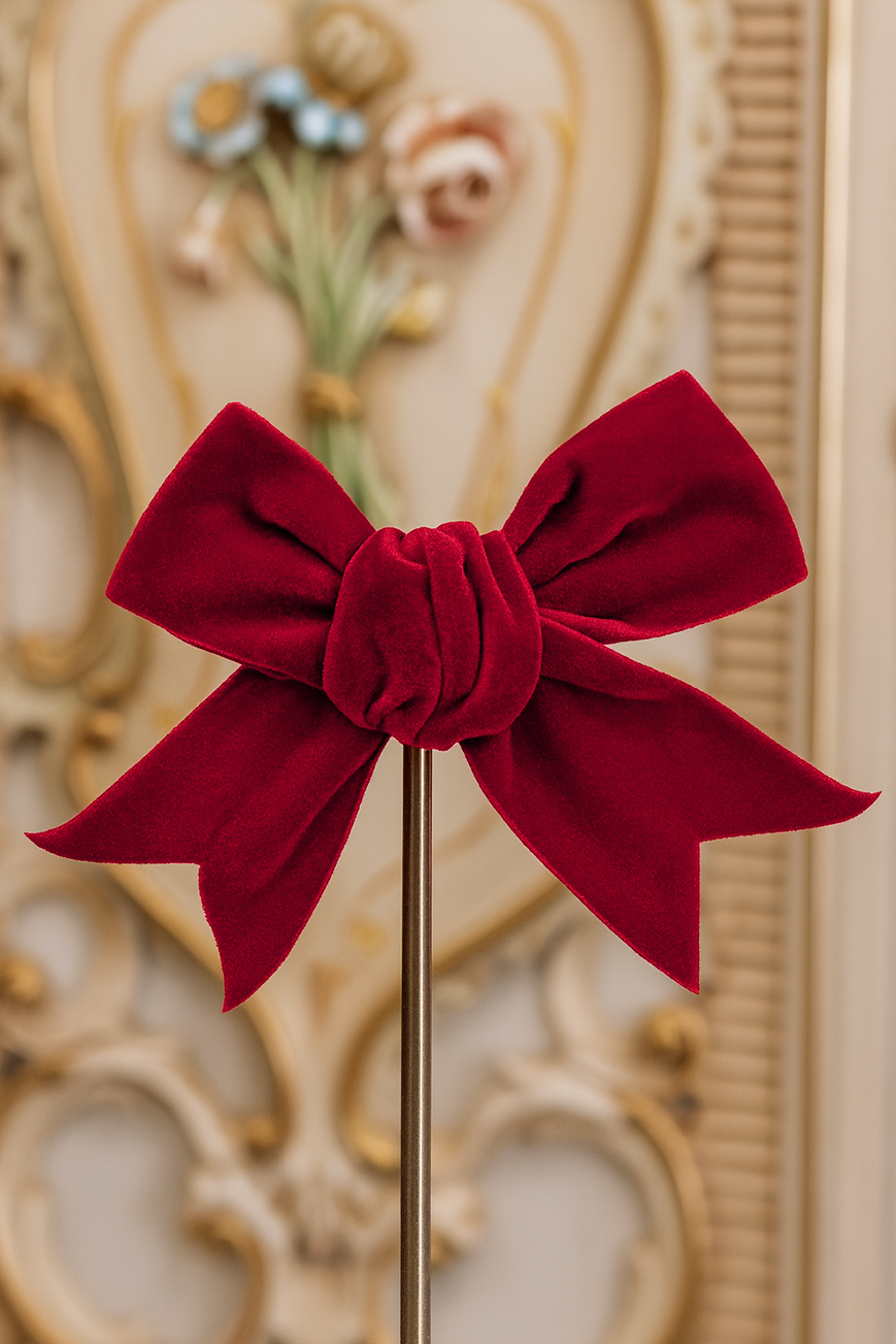 D'Amour Follies Velvet Hair Bow (Red)