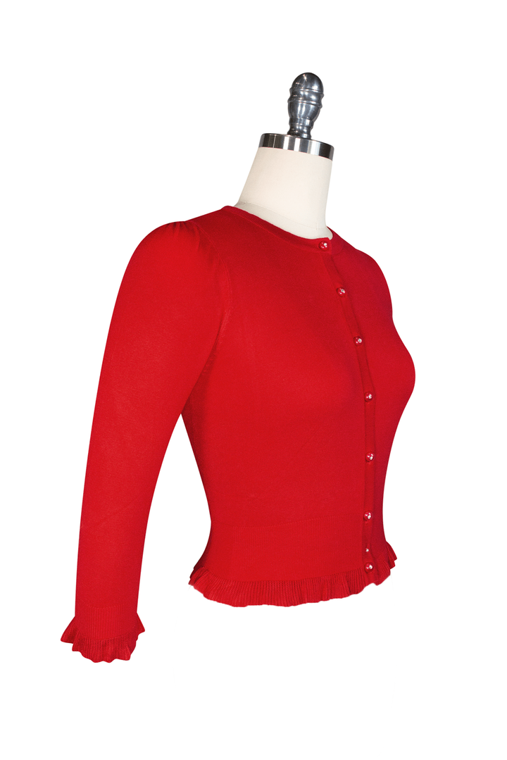 D'Amour Crop Cardigan 3/4 Sleeve (Red) - Kitten D'Amour