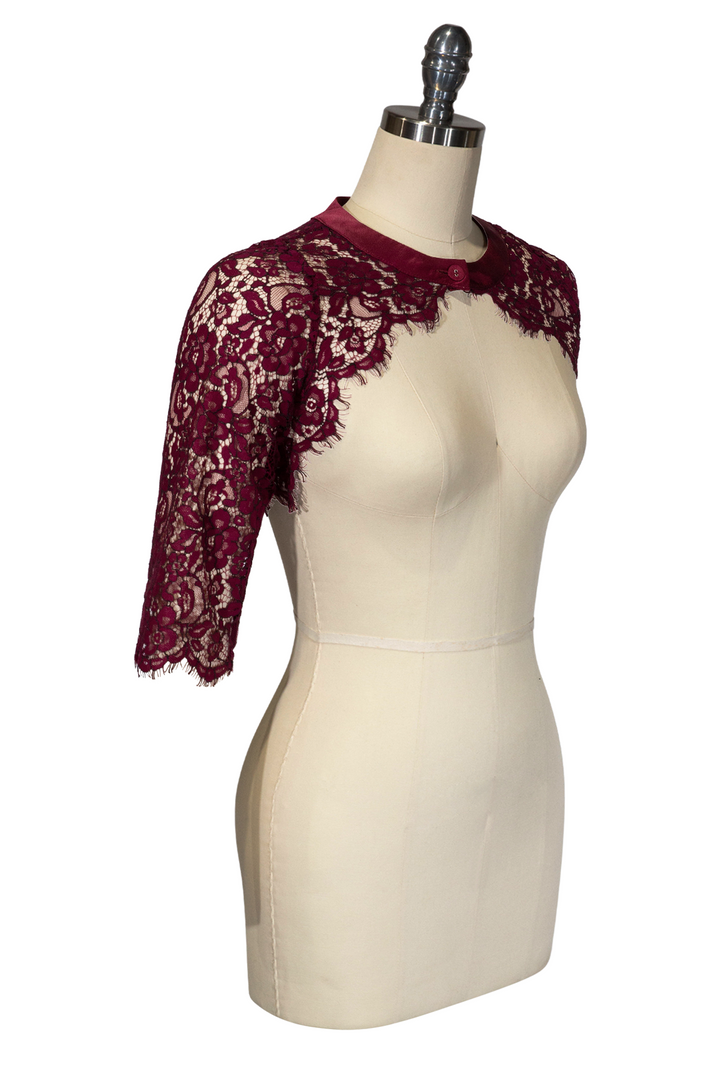 Capone Lace Shrug (Burgundy) - Kitten D'Amour