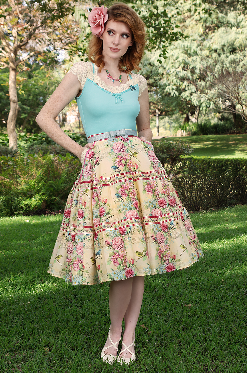 Birdsong Full Skirt – Kitten D'Amour Birdsong Full Skirt – Kitten D'Amour