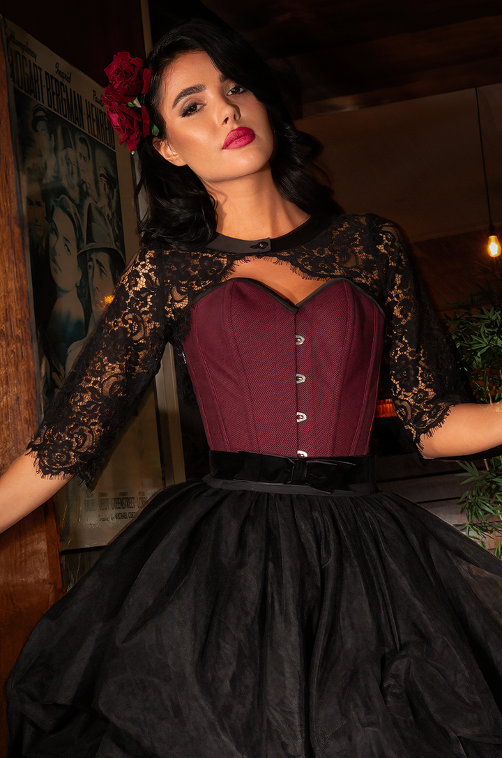 Capone Lace Shrug (Black) - Kitten D'Amour