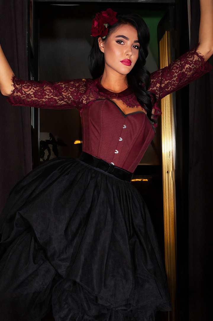 Capone Lace Shrug (Burgundy) - Kitten D'Amour