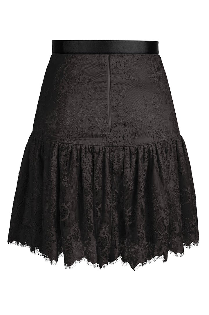 Cosette Lace Flirt Skirt (Black) - Kitten D'Amour