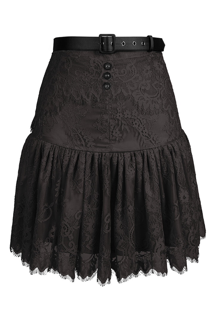 Cosette Lace Flirt Skirt (Black) - Kitten D'Amour