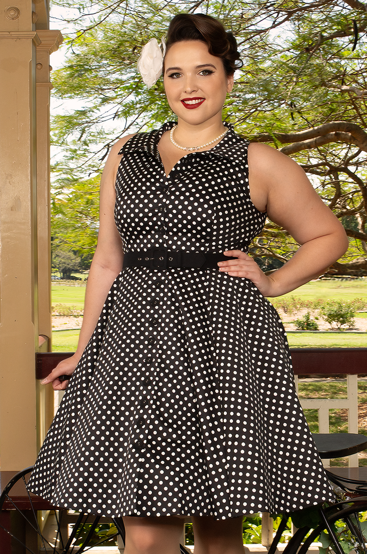 Spot Me In The Crowd Dress (Black) - Kitten D'Amour