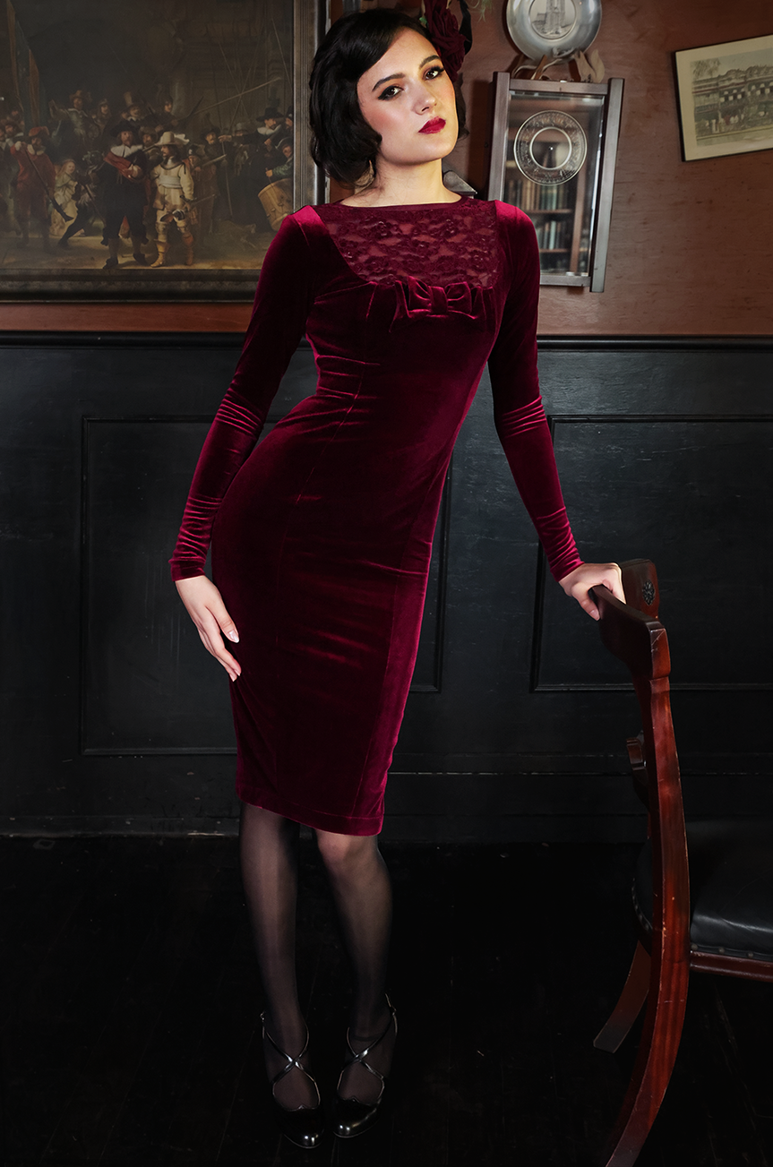 Palais Velvet Wiggle Dress (Burgundy) – Kitten D'Amour