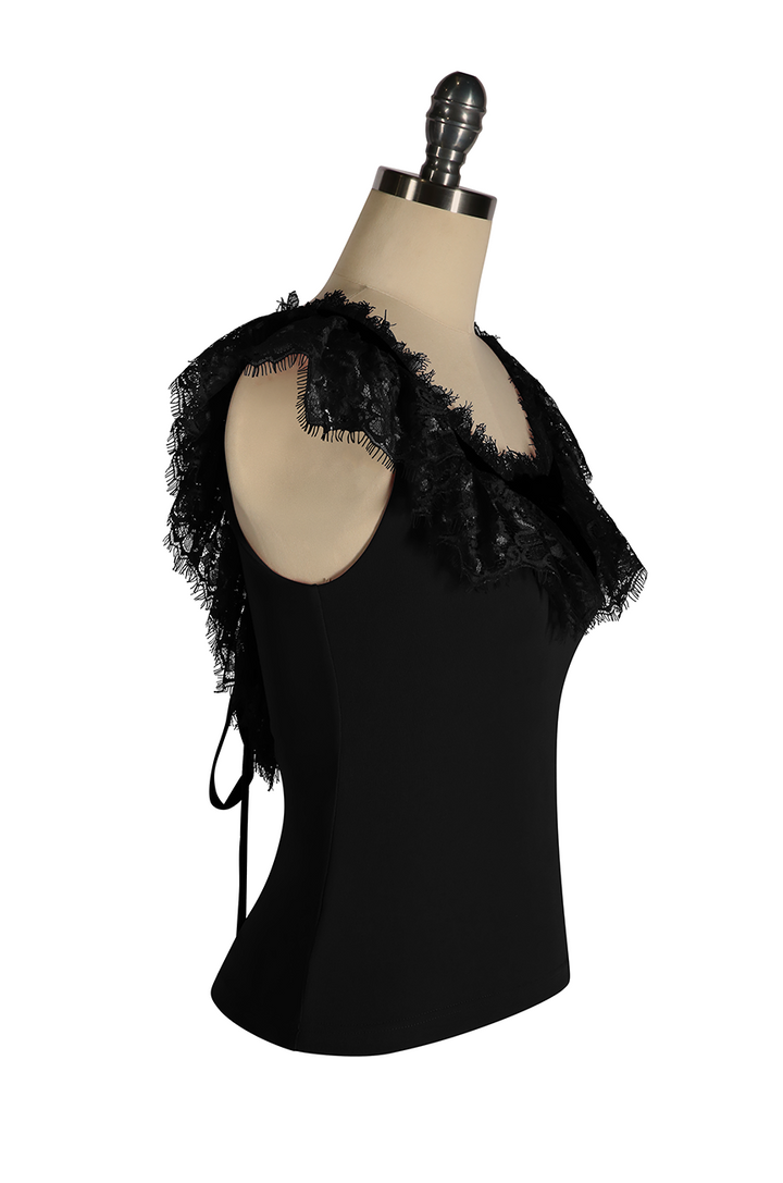 Fifi D'Amour Lace Up Camisole (Black) - Kitten D'Amour