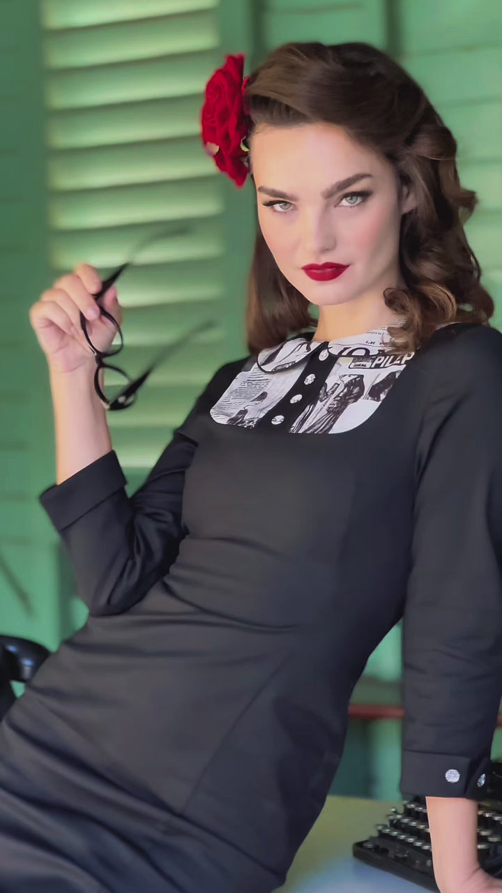 Read All About It Long Sleeve Wiggle Dress