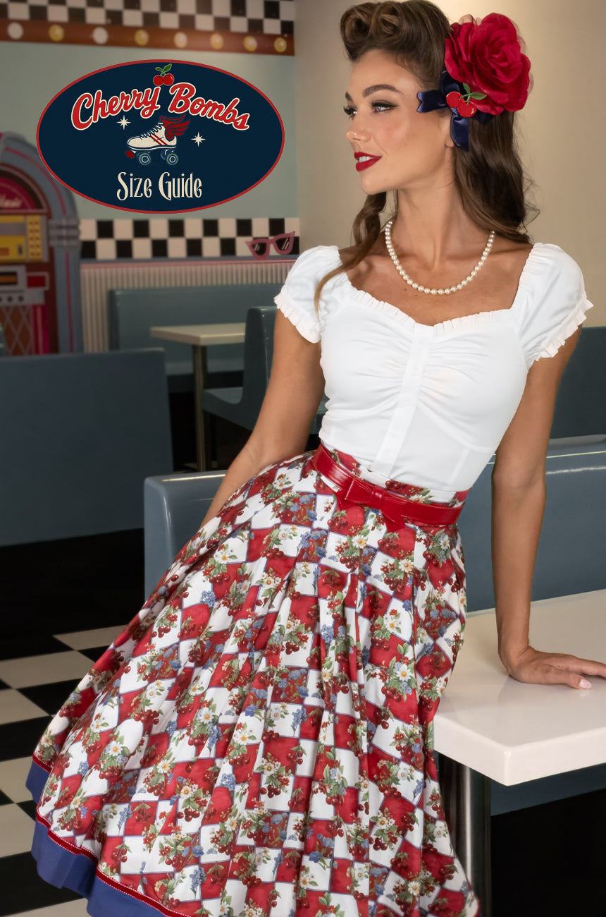 Model wears Cherry Bomb Wiggle Dress