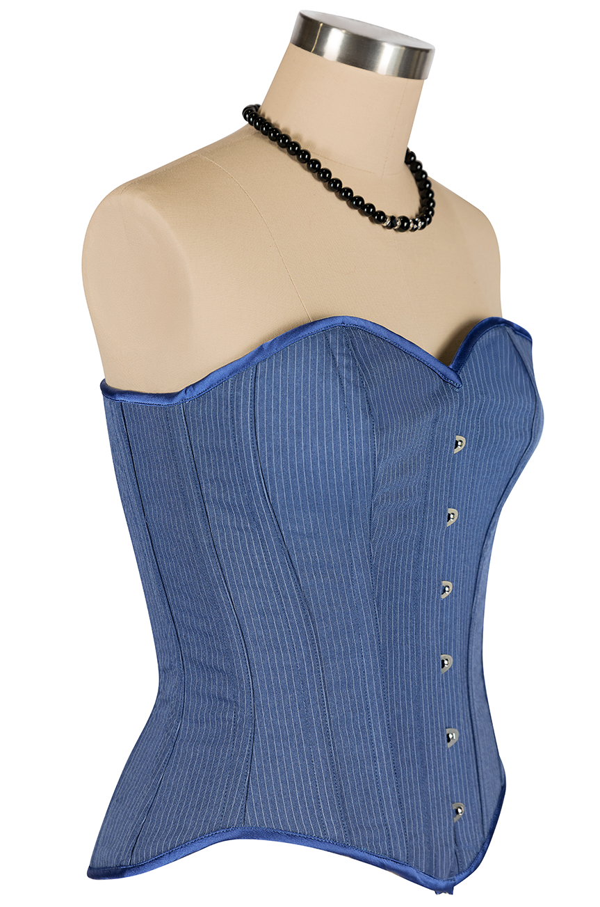 Read All About It Corset (Pinstripe Blue)