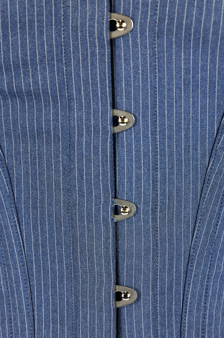 Read All About It Corset (Pinstripe Blue)