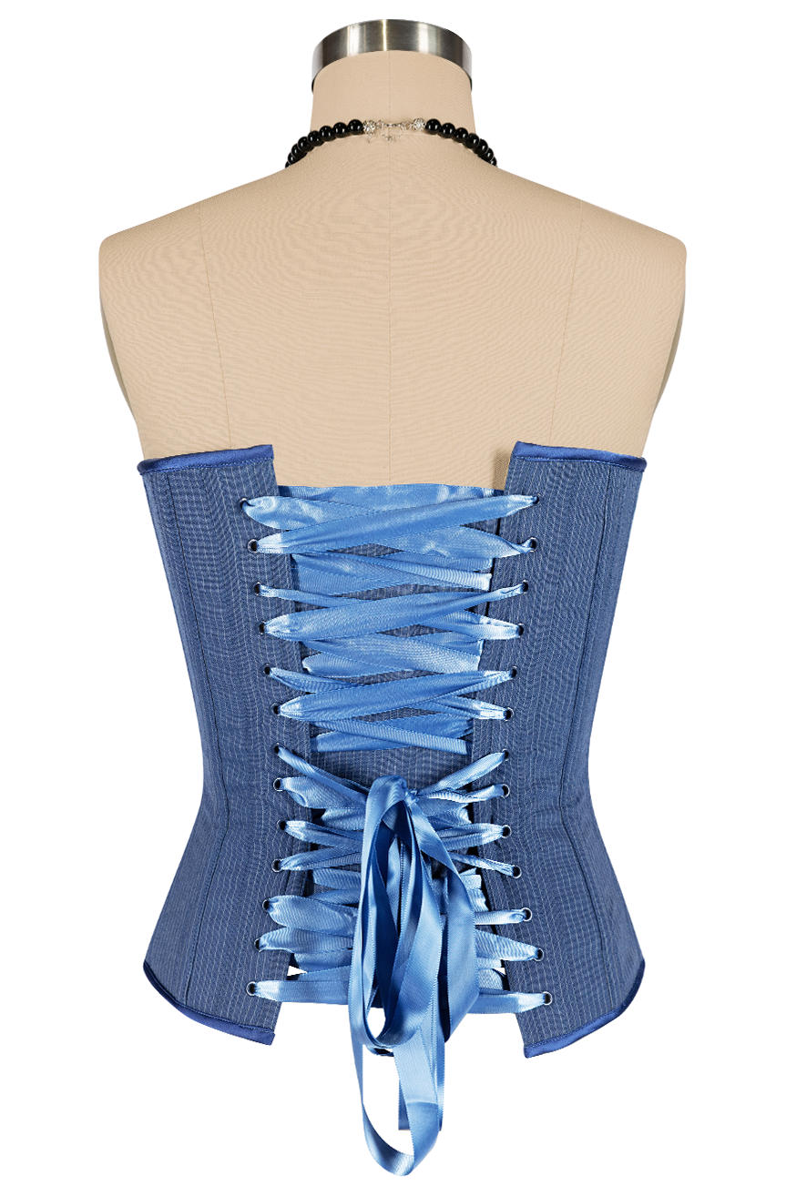 Read All About It Corset (Pinstripe Blue)
