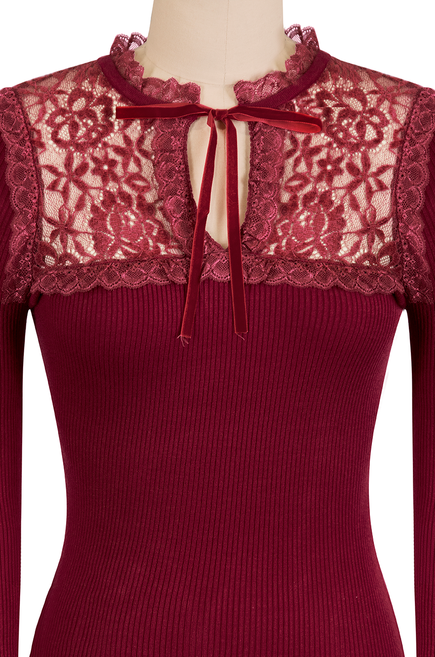 Anastasia Knit Top (Burgundy)