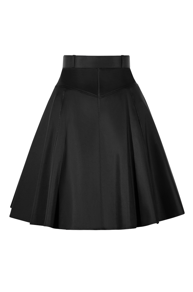Poodles In Paris Belted Skirt (Black)