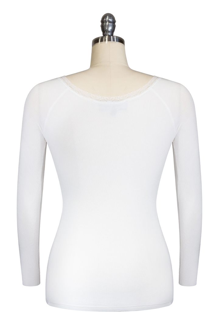 D'Amour Follies Scoop Neck Long Sleeve Top (White)