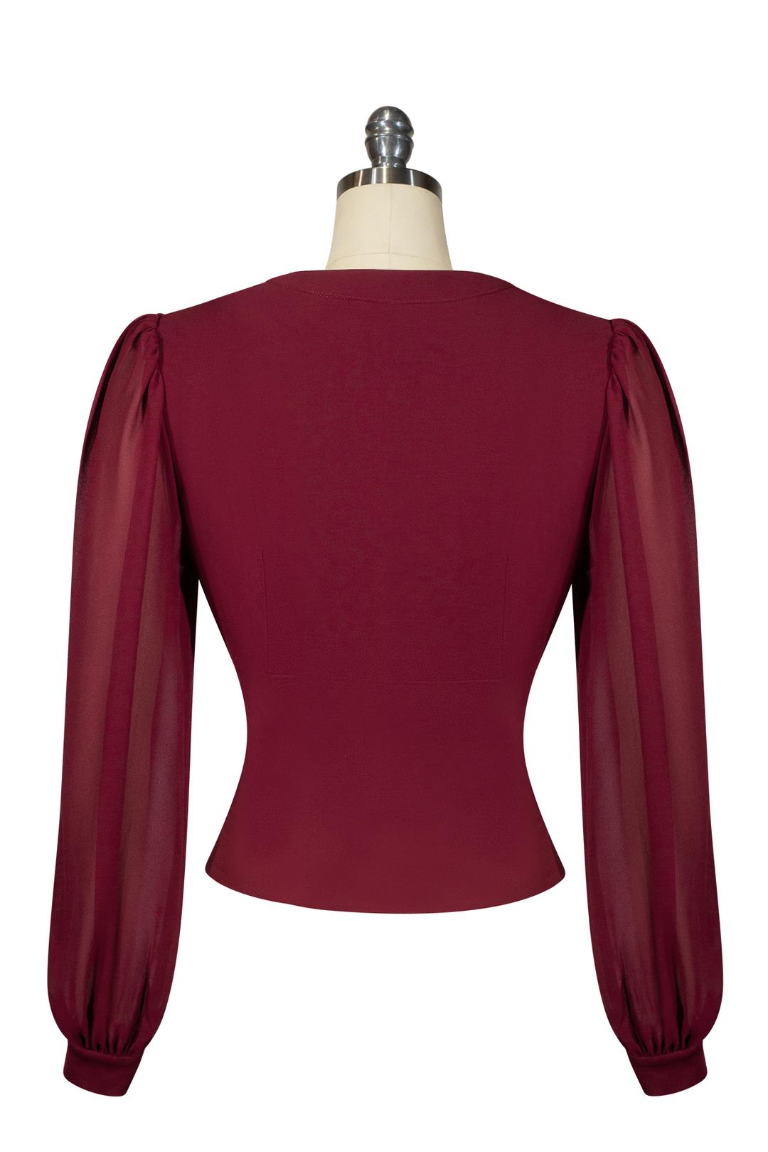 Capone Frill Front Blouse (Burgundy) - Kitten D'Amour