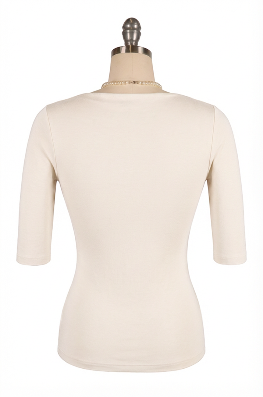 Manhattan Follies Cowl Neck Jersey Top (Off White)