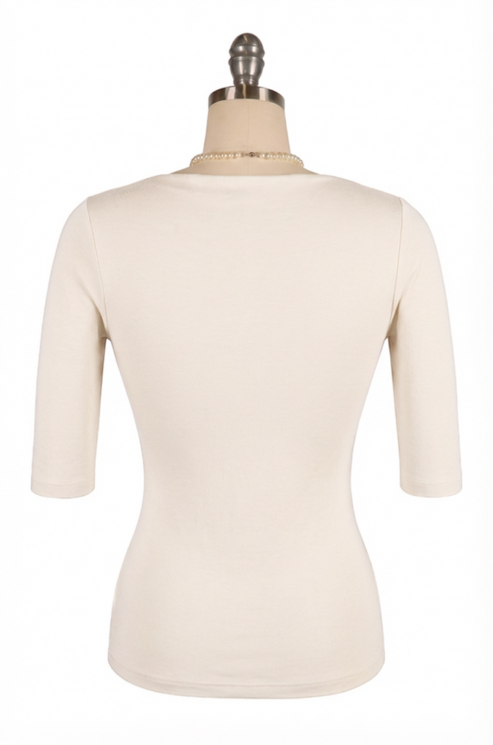 Manhattan Follies Cowl Neck Jersey Top (Off White)