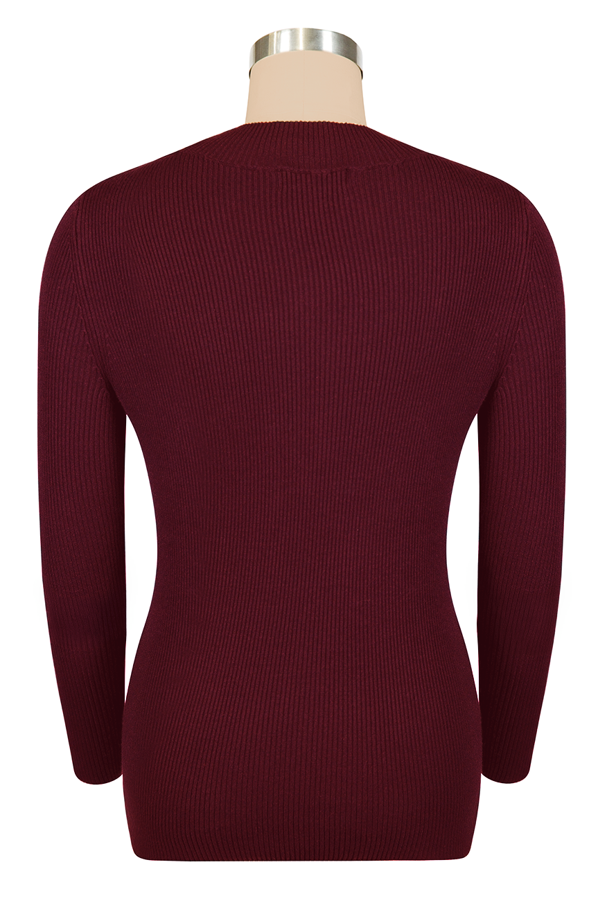 TurtleNeck Knit Top (Burgundy)