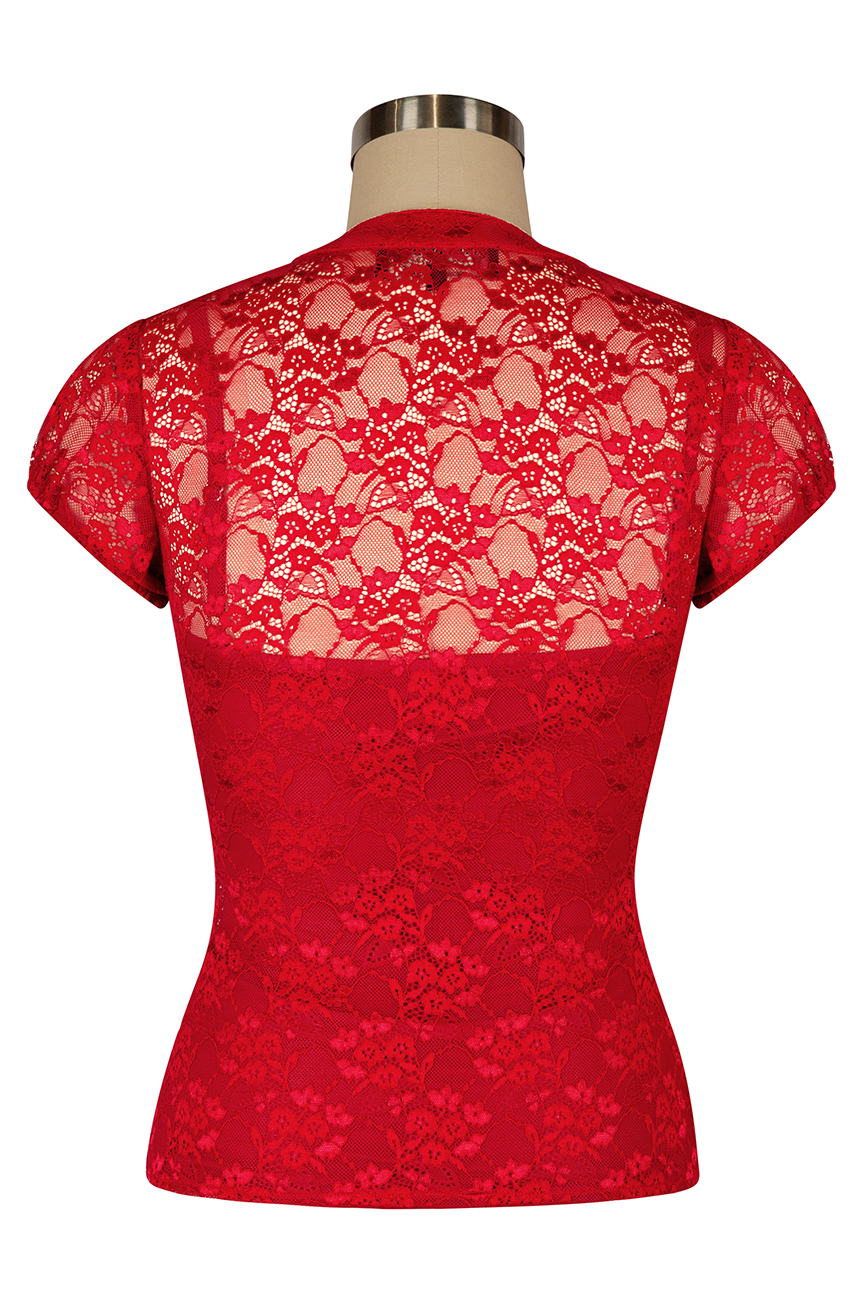 Dottie Darling Lace Blouse (Cherry Red)