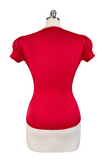 Tea Rose Frill Front Blouse (Red)