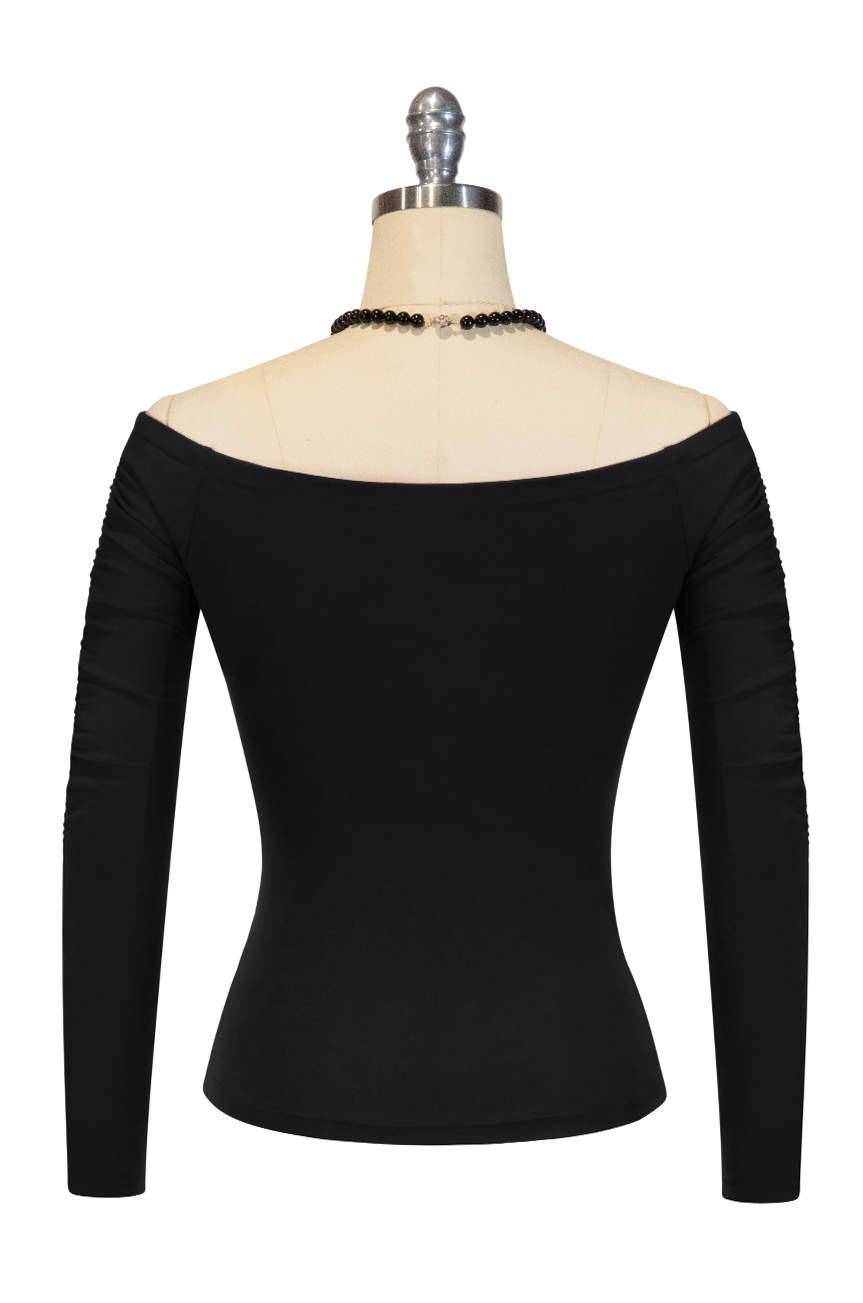 D'Amour Follies Ruched Jersey Top (Black)