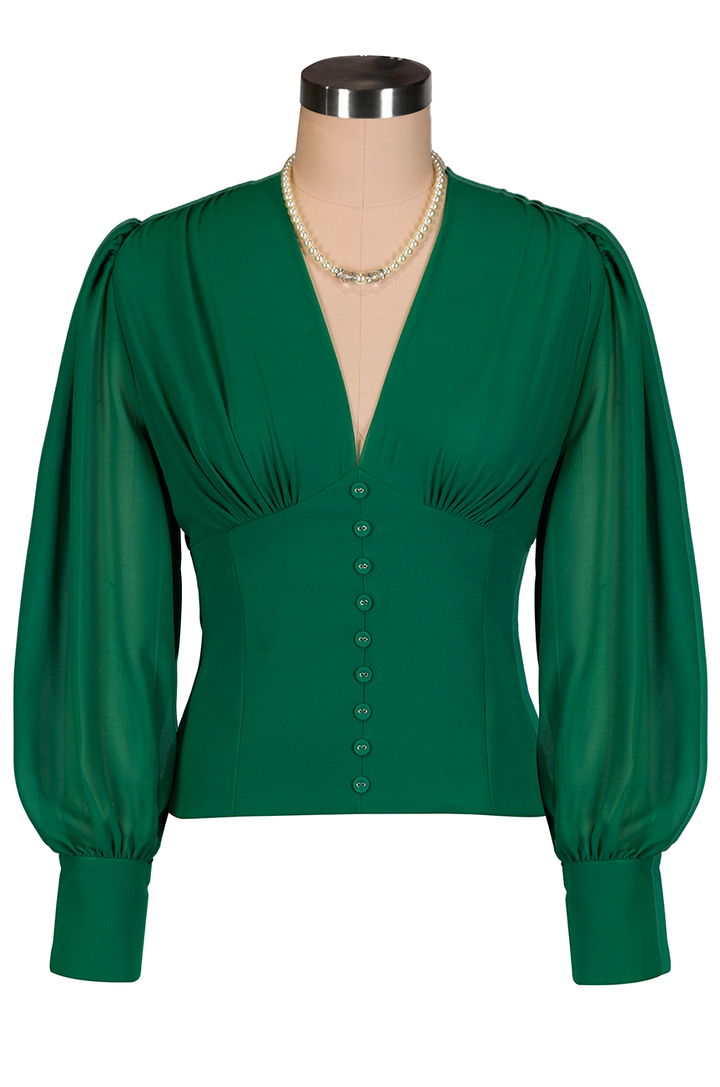 Belle Boheme Georgette Blouse (Green)