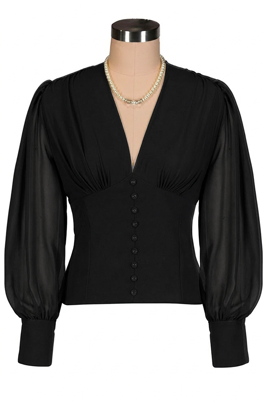 Belle Boheme Georgette Blouse (Black)