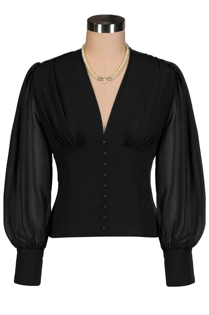 Belle Boheme Georgette Blouse (Black)