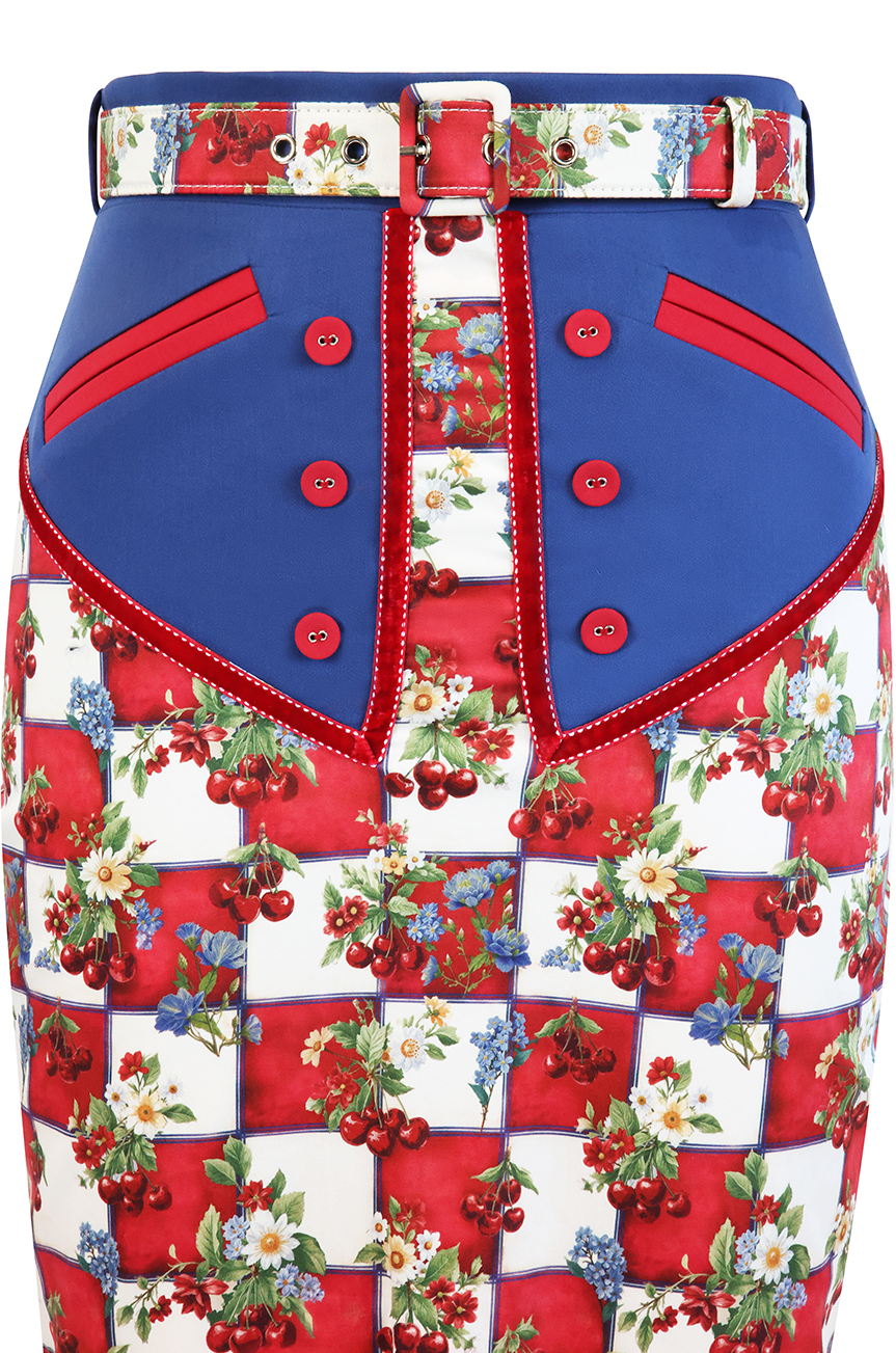 Cherry Bomb Wiggle Bustle Skirt