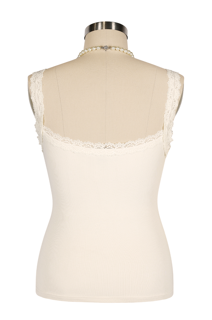 D'Amour Button Up Follies Singlet (Vintage White)