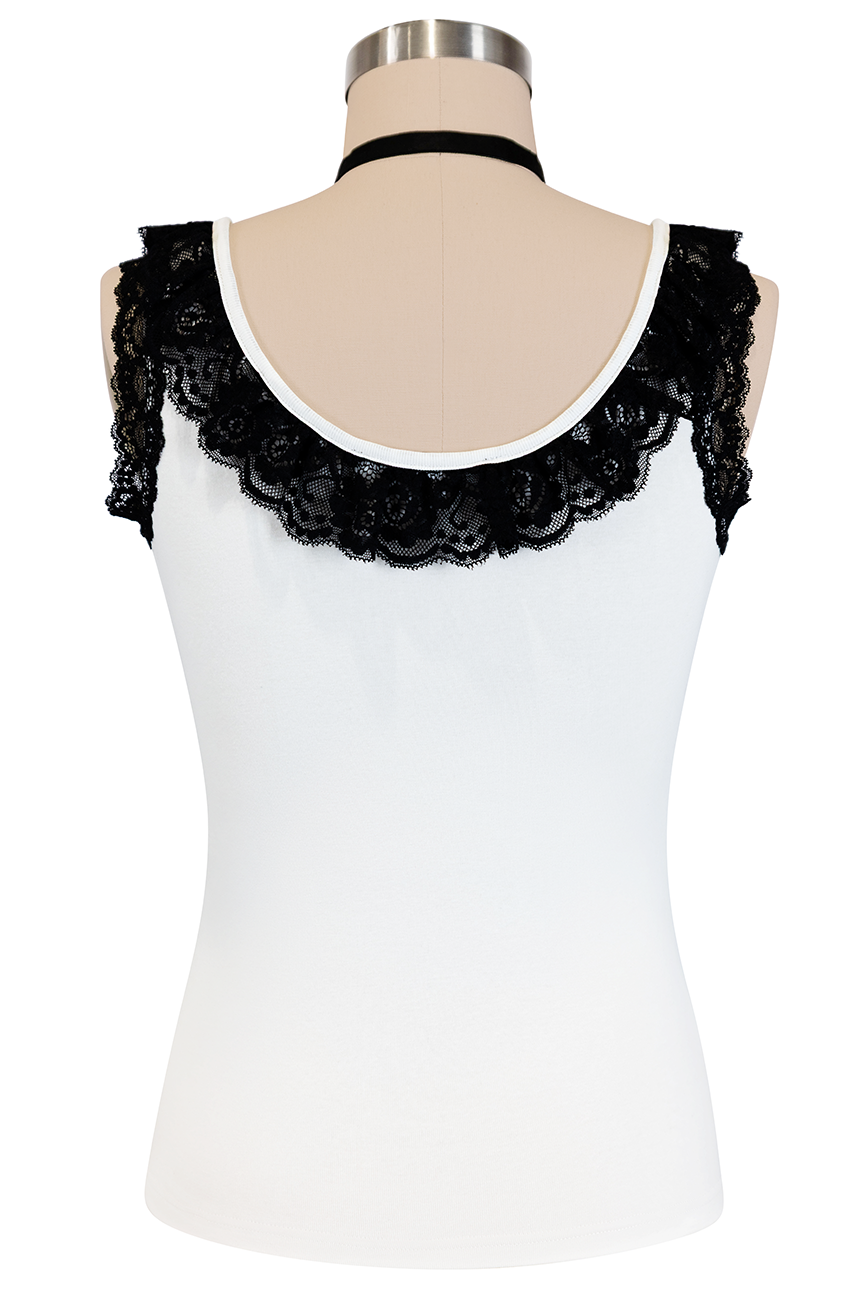 Casino Follies Ruffle Singlet (Off White)