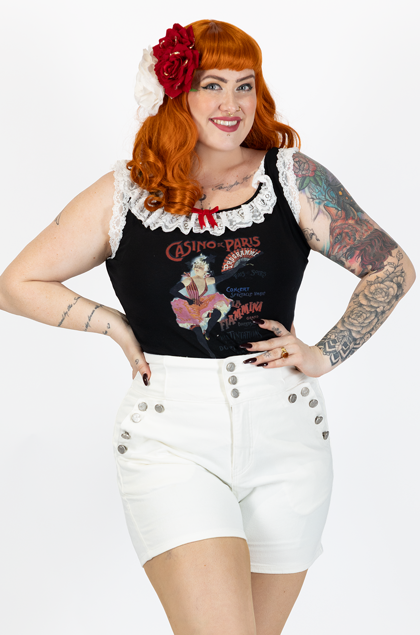 Casino Follies Ruffle Singlet (Black)