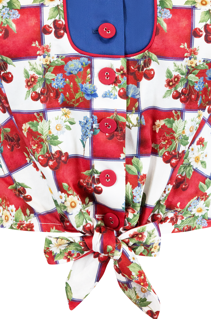 Cherry Bomb Tie Front Blouse