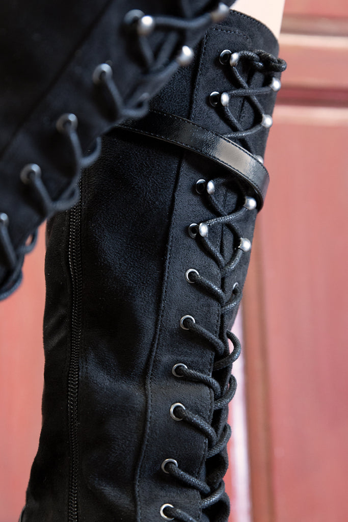 Dystopia Knee High Boots (Black)
