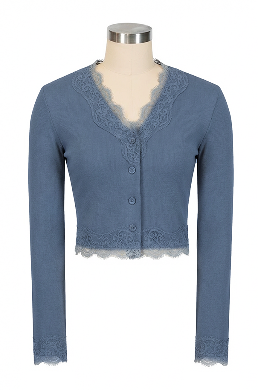 Harptree Village Follies Cardigan (Denim Blue)