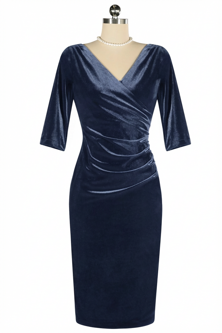 Velvet Vamp Dress (Blue)