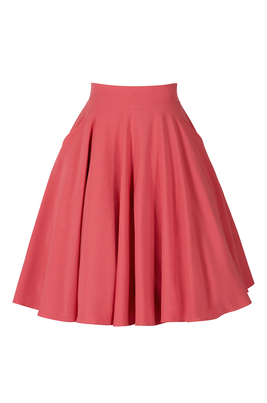 South Pacific Circle Skirt (Coral Pink) - Kitten D'Amour