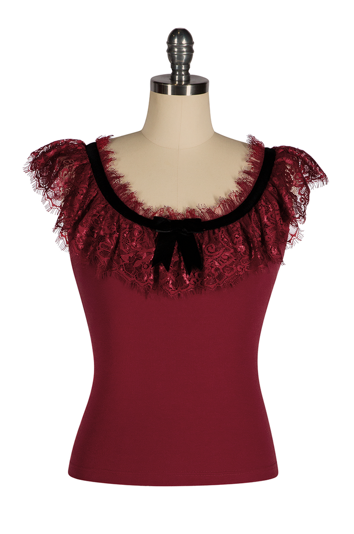 Fifi D'Amour Lace Up Camisole (Burgundy)