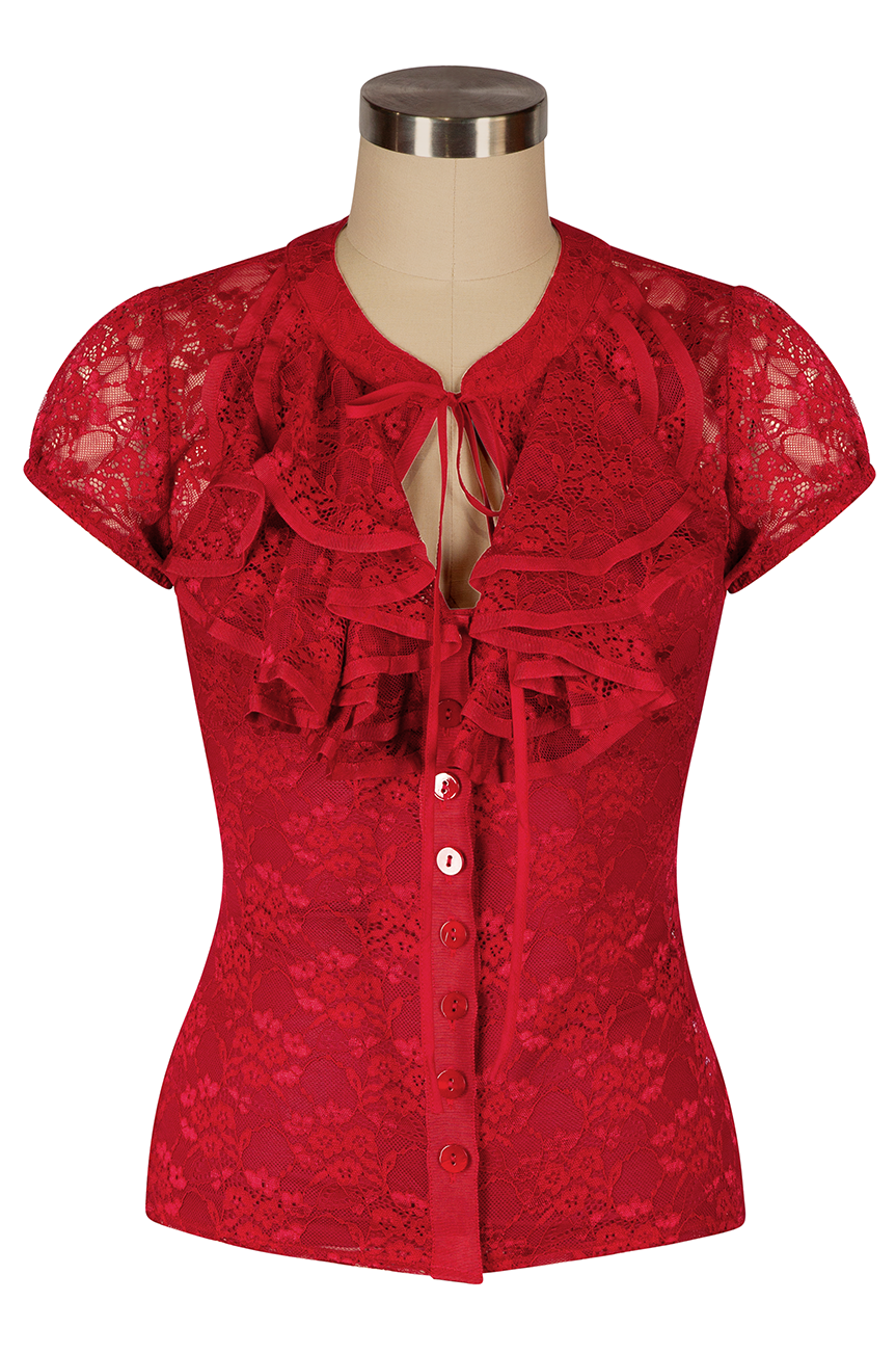 Dottie Darling Lace Blouse (Cherry Red)
